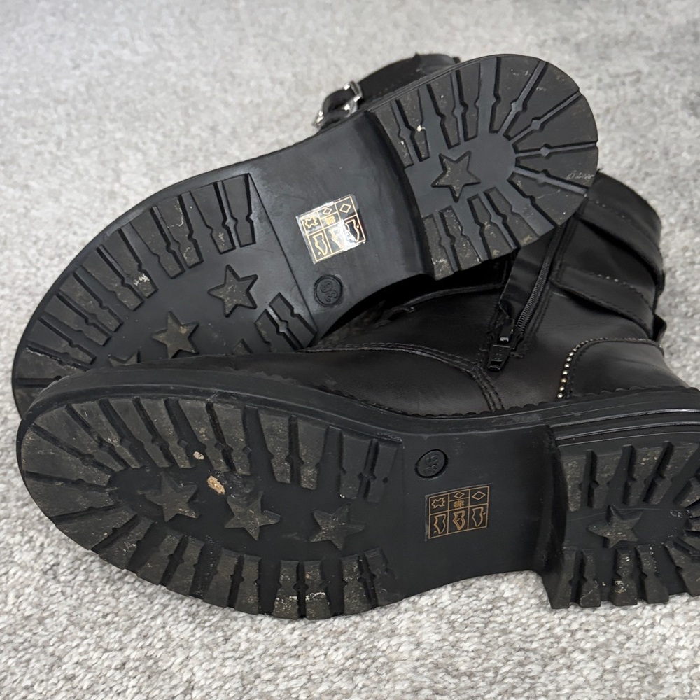 Free People Black Moto Boots with Silver Accents - Picture 2 of 4